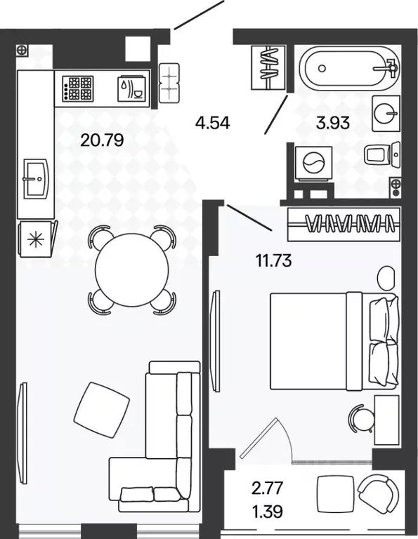 1-к кв. Калининградская область, Гурьевский муниципальный округ, пос. ... - Фото 1
