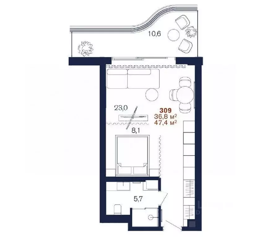 2-к кв. Краснодарский край, Сочи Центральный мкр, пер. Морской, 8 ... - Фото 2