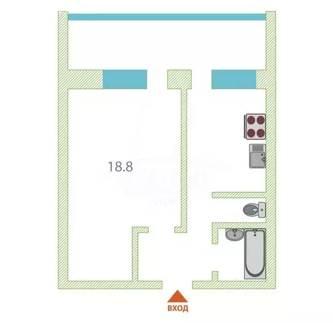 1-комнатная квартира: Тюмень, Станционная улица, 38Б (33 м) - Фото 2