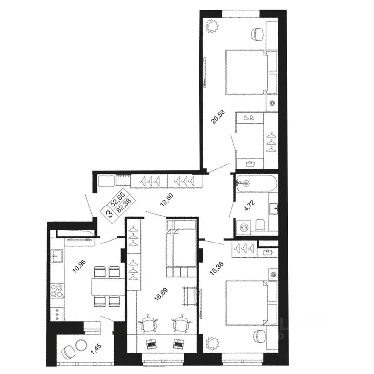 3-к кв. Московская область, Апрелевка Наро-Фоминский городской округ, ... - Фото 1