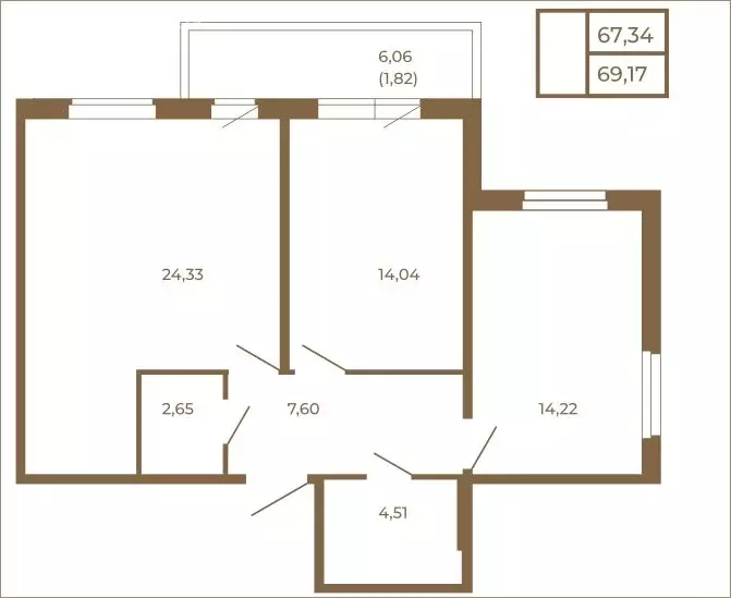 2-комнатная квартира: Сертолово, ЖК Новая История (69.17 м) - Фото 2