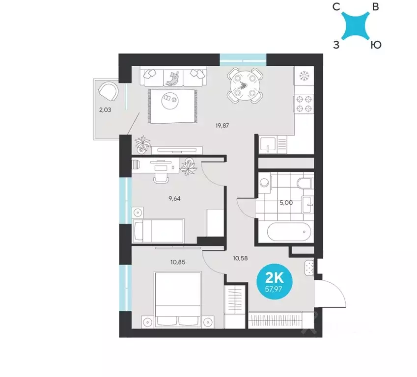 2-к кв. Свердловская область, Екатеринбург Академический мкр, 25-й ... - Фото 1