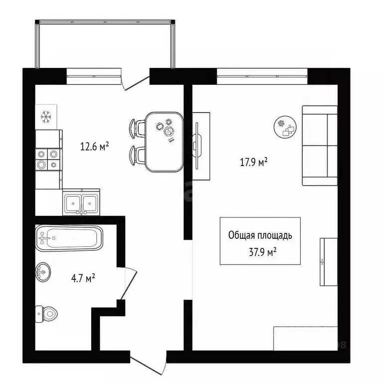 1-к кв. Новосибирская область, Новосибирск ул. Связистов, 13/2 (37.9 ... - Фото 2