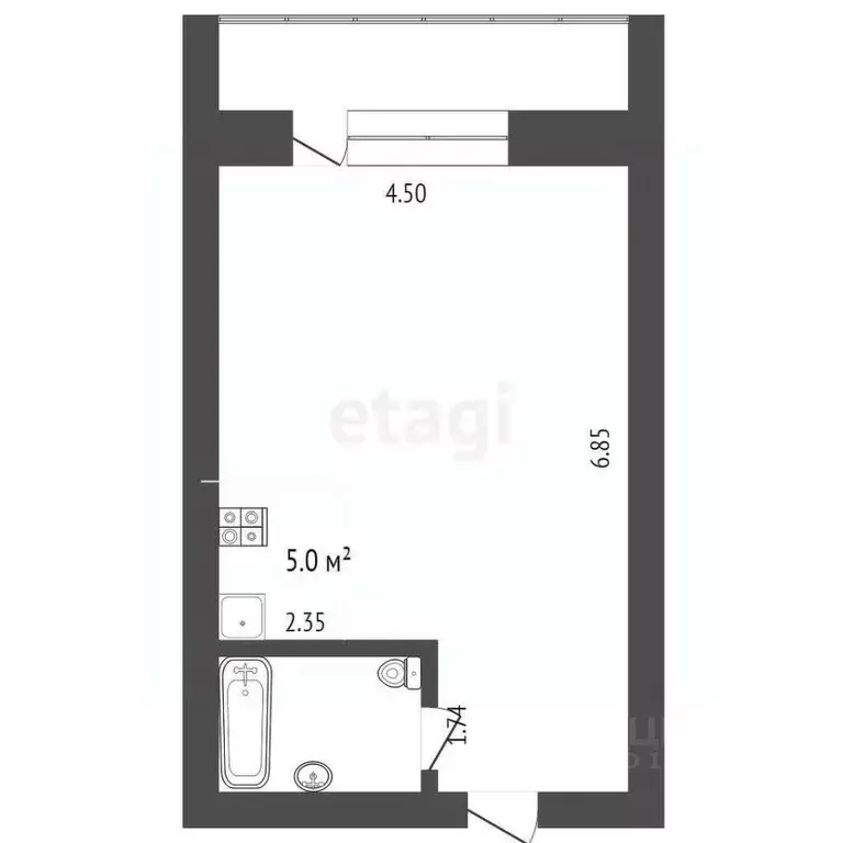 Студия Тюменская область, Тюмень ул. Боровская, 33 (30.1 м) - Фото 2