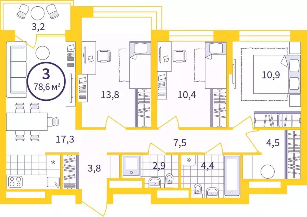 3-к кв. Свердловская область, Екатеринбург Уктус жилрайон, Астон ... - Фото 1