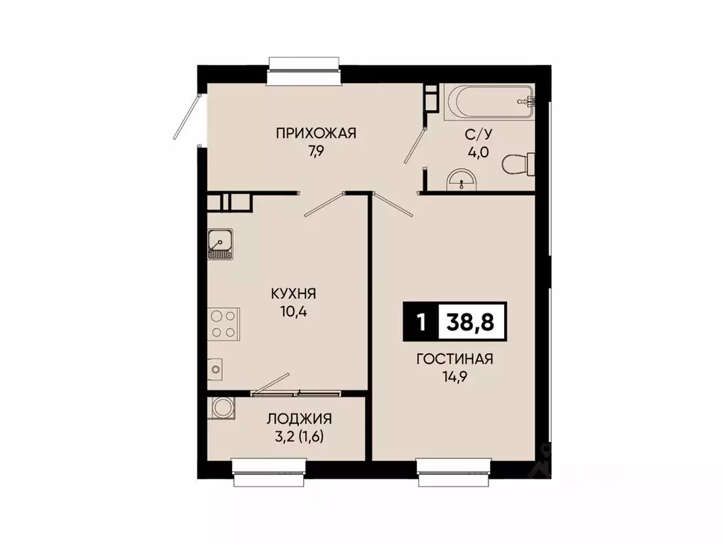 1-к кв. Ставропольский край, Кисловодск городской округ, пос. ... - Фото 2