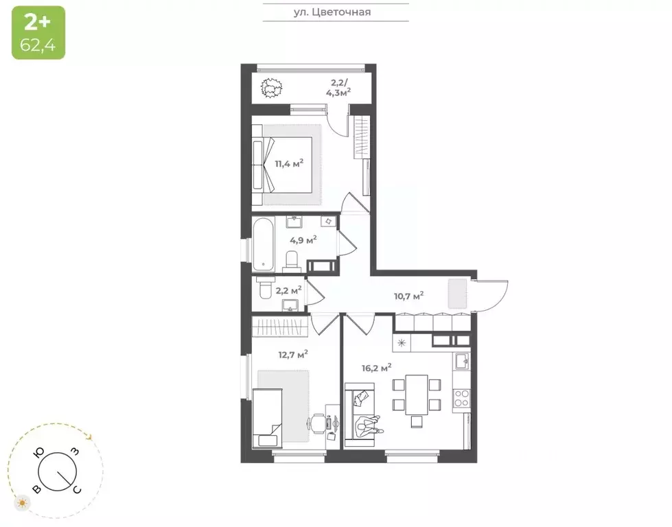 2-к кв. Тверская область, Тверь Соминка мкр,  (60.3 м) - Фото 0