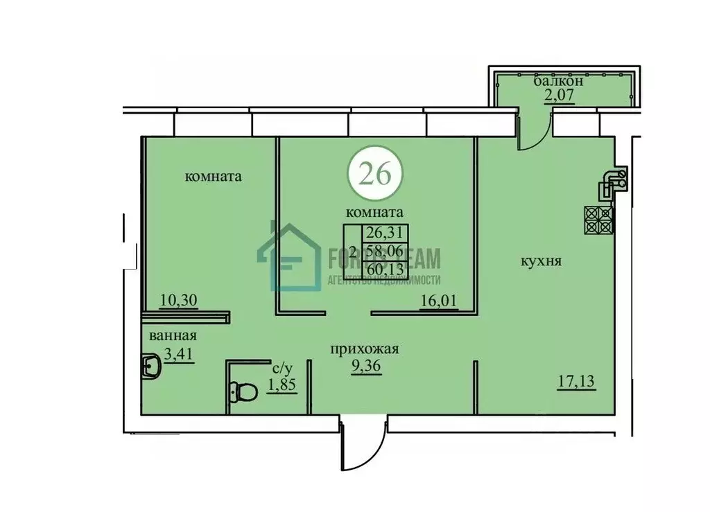2-к кв. Ярославская область, Ярославский муниципальный округ, пос. ... - Фото 1