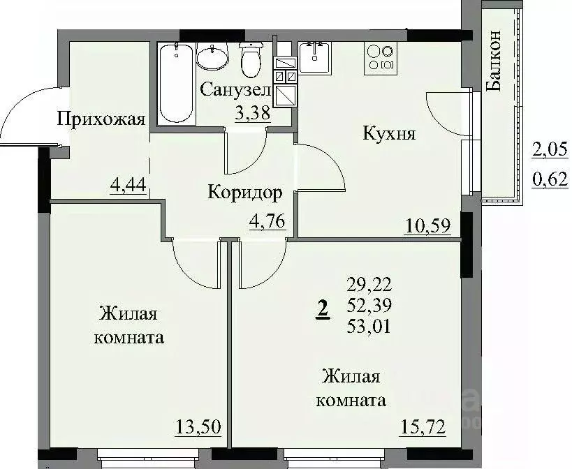 2-к кв. Удмуртия, Ижевск Автопроизводство жилрайон, 3-й мкр, Арден на ... - Фото 1