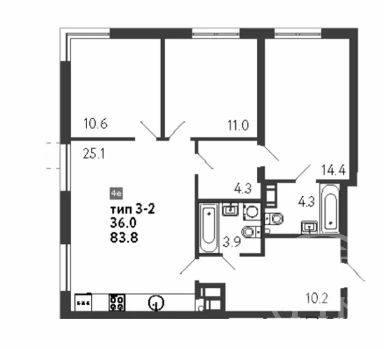 3-комнатная квартира: Санкт-Петербург, улица Шостаковича, 3к1 (83.8 м) - Фото 1