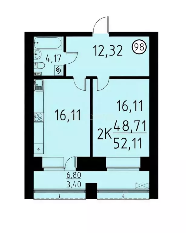 2-к кв. Томская область, Томский район, д. Кисловка, Левобережный мкр ... - Фото 2