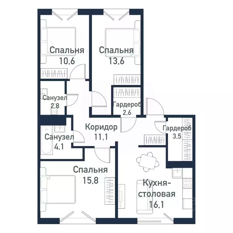 3-к кв. Челябинская область, Челябинский городской округ, пос. ... - Фото 1