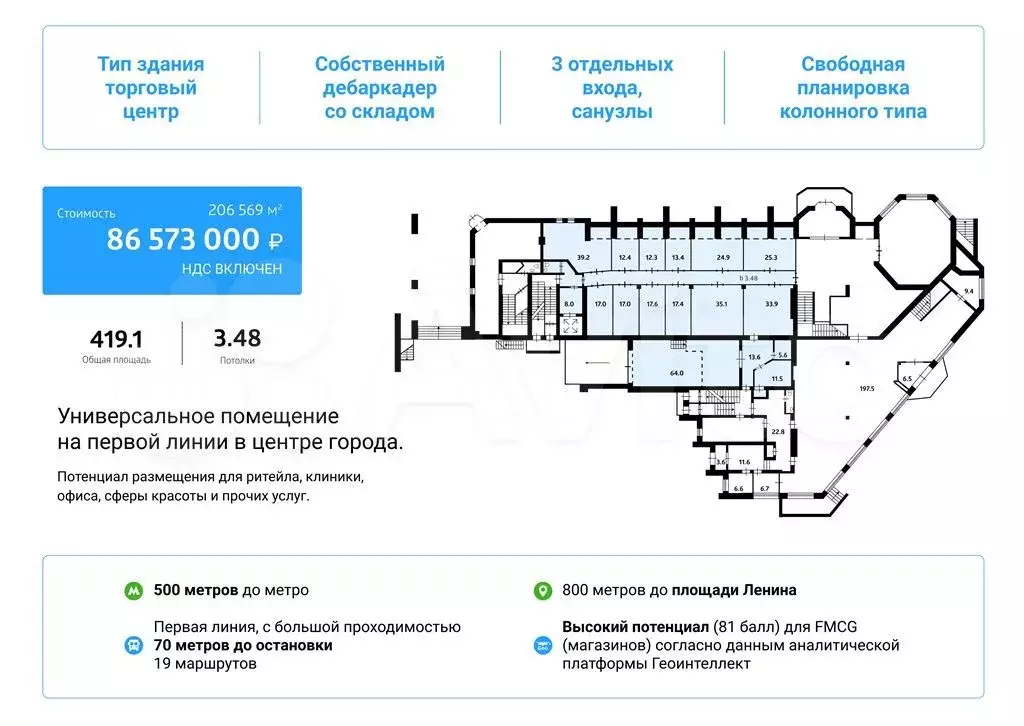 Торговое помещение на первой линии в центре с НДС - Фото 0