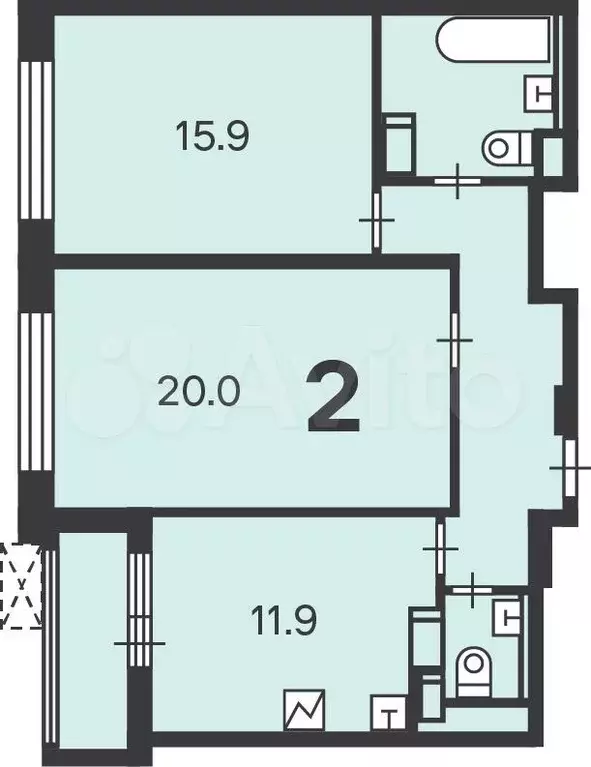 Аукцион: 2-к. квартира, 63,1 м, 2/23 эт. - Фото 1