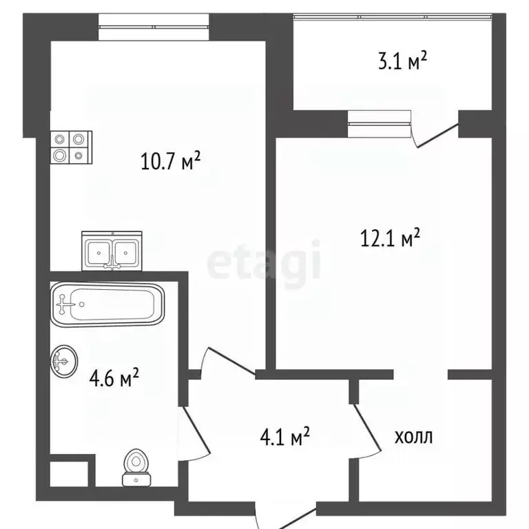 1-к кв. Московская область, Пушкино ул. Антона Ветчинова, 3 (31.0 м) - Фото 2