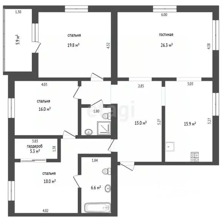 4-к кв. Тюменская область, Тюмень ул. Хохрякова, 10 (126.0 м) - Фото 0