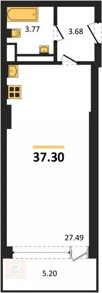 Студия Севастополь ул. Парковая, 9 (37.3 м) - Фото 1