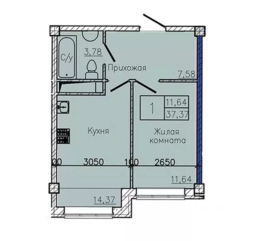 1-к кв. Ставропольский край, Пятигорск  (37.37 м) - Фото 1