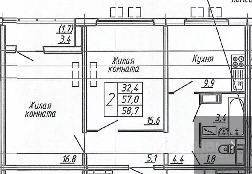 2-к кв. Воронежская область, Воронеж ул. Шишкова, 140Б/6 (59.1 м) - Фото 0