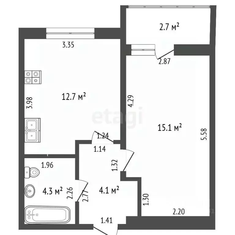 1-к кв. Ростовская область, Аксай просп. Ленина, 40Ук2 (36.2 м) - Фото 2