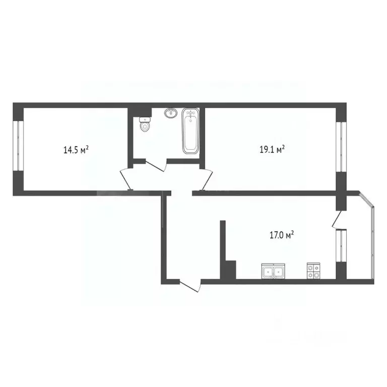 2-к кв. Тюменская область, Тюмень Кремлевская ул., 110к3 (66.4 м) - Фото 2