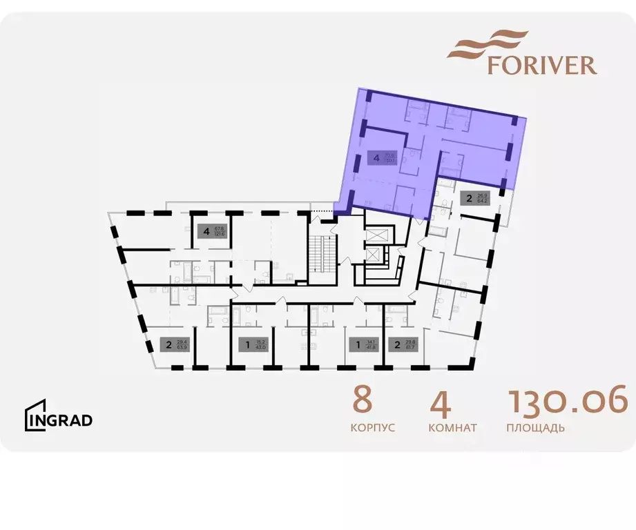 4-к кв. Москва Г мкр, Форивер жилой комплекс, 8 (130.06 м) - Фото 1