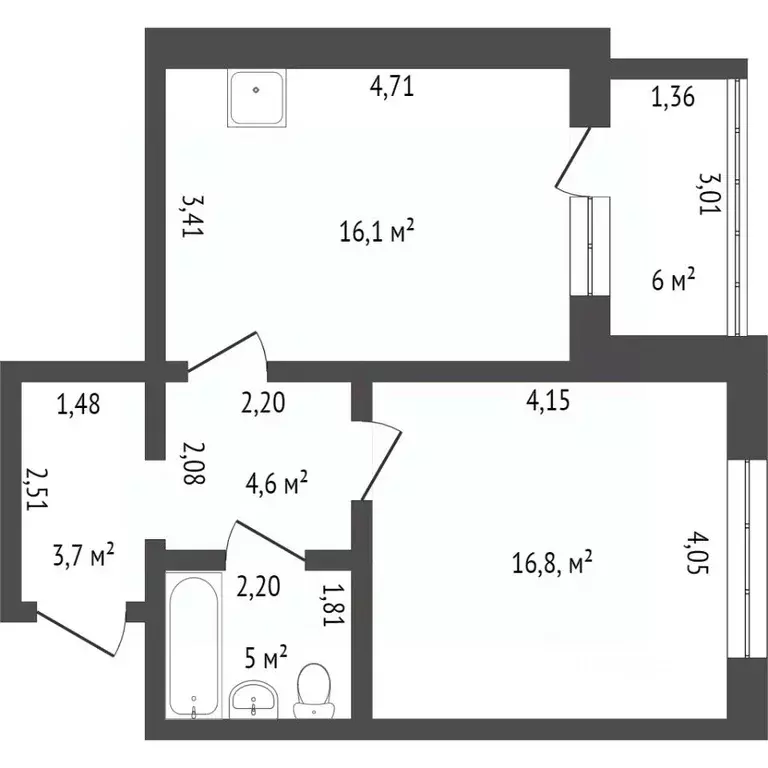 1-к кв. Красноярский край, Красноярск 9 Мая ул., 17/1 (44.4 м) - Фото 2