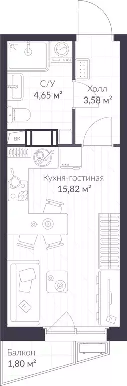 Квартира-студия: Сертолово, ЖК Верен Норт Сертолово (24.59 м) - Фото 0