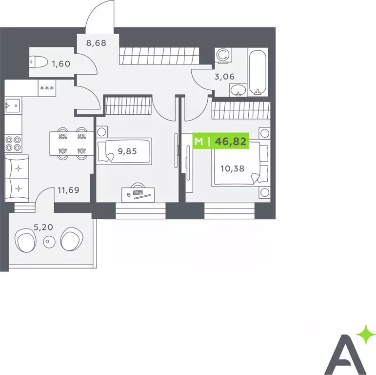 2-к кв. Ленинградская область, Всеволожский район, Заневское городское ... - Фото 1