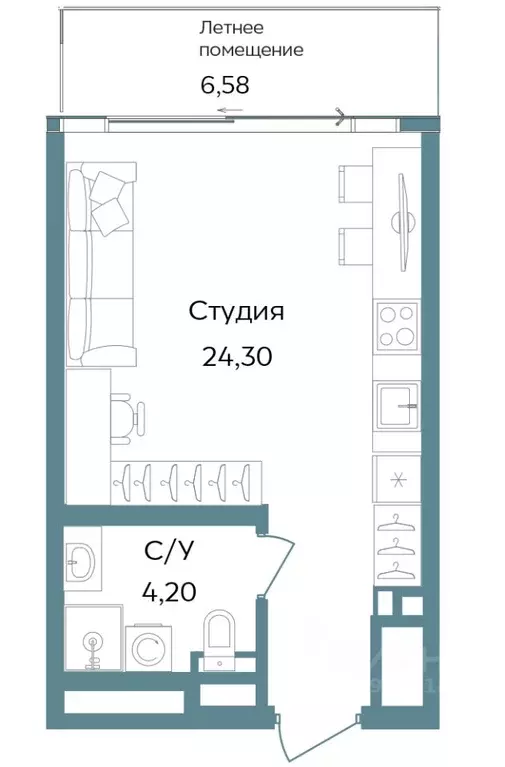 Студия Крым, Саки ул. Морская (35.08 м) - Фото 0