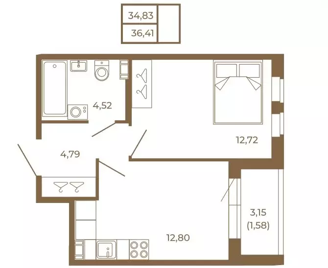 1-комнатная квартира: Сертолово, ЖК Новая История (36.41 м) - Фото 1