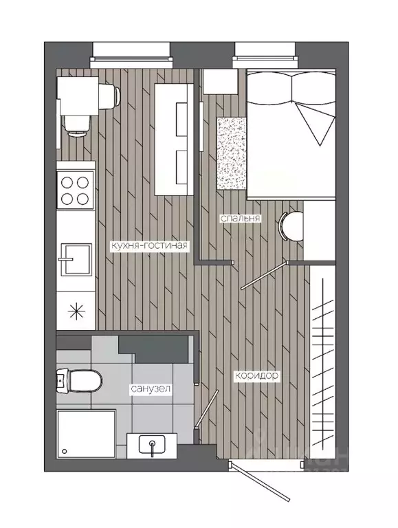 1-к кв. Ханты-Мансийский АО, Сургут 30А мкр,  (24.32 м) - Фото 0