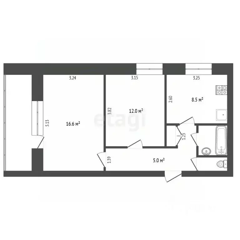 2-к кв. Нижегородская область, Балахна Профсоюзная ул., 13 (49.8 м) - Фото 2