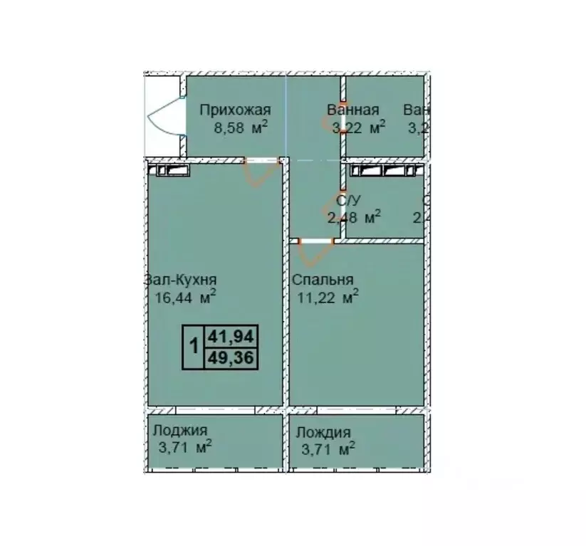 1-к кв. Чеченская республика, Грозный пос. Строителей,  (49.36 м) - Фото 1