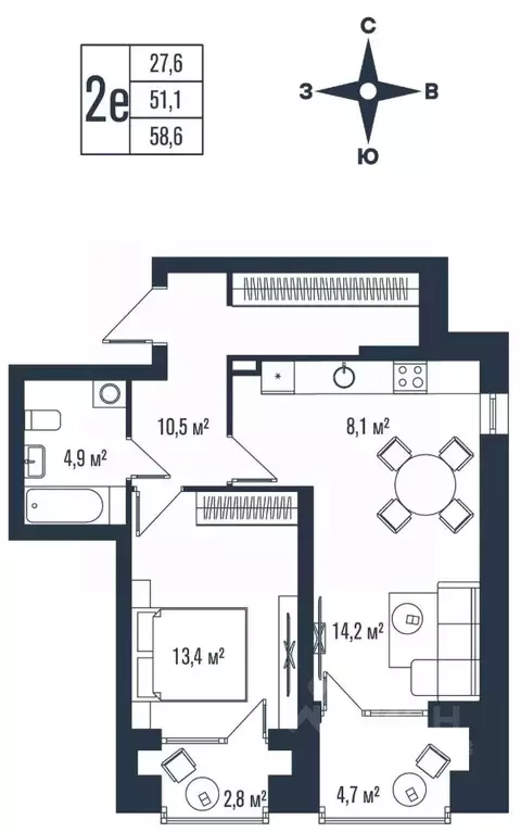 2-к кв. Приморский край, Владивосток ул. Тухачевского, 33к2 (58.6 м) - Фото 1