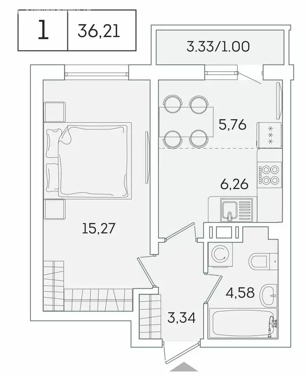 1-комнатная квартира: Мурино, Графская улица, 6к4 (35.4 м) - Фото 0