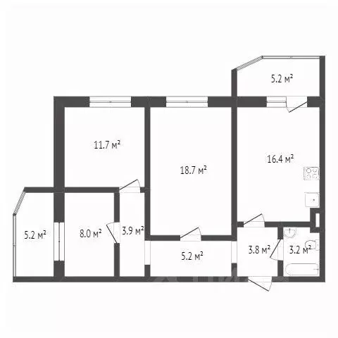 3-к кв. Ханты-Мансийский АО, Сургут ул. Есенина, 6 (70.0 м) - Фото 1