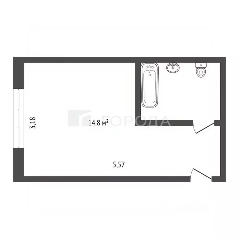 Студия Кемеровская область, Новокузнецк ул. Климасенко, 21/5 (16.8 м) - Фото 2