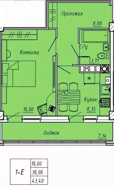 1-к кв. Ивановская область, Иваново Апрельская ул., 95 (43.4 м) - Фото 0