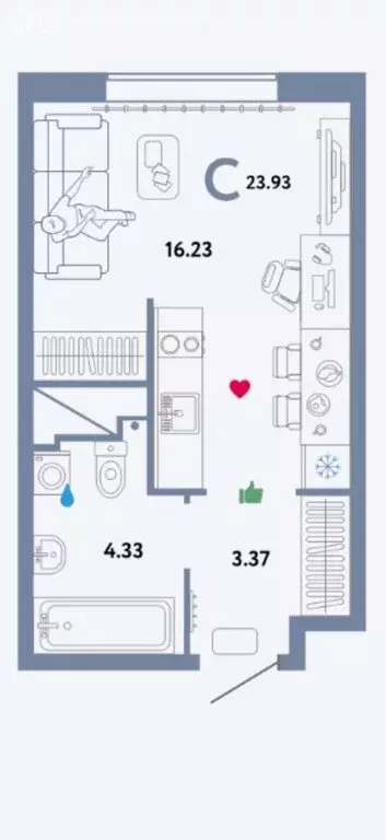 Квартира-студия: Екатеринбург, микрорайон Сибирский, жилой комплекс ... - Фото 1
