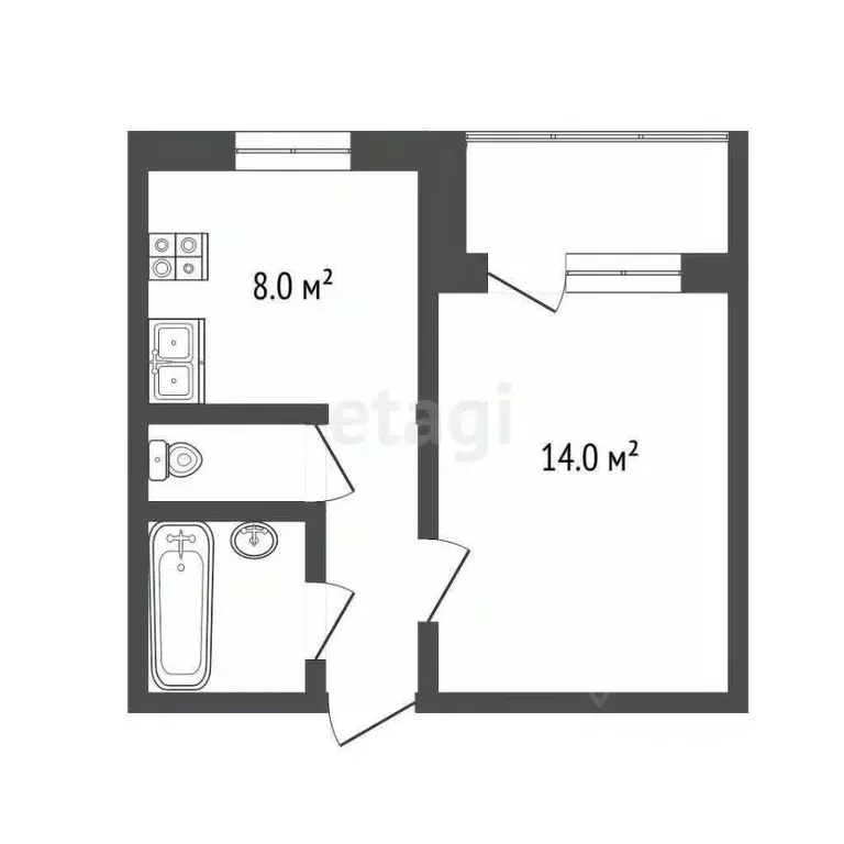 1-к кв. Самарская область, Самара Солнечная ул., 29 (28.5 м) - Фото 2