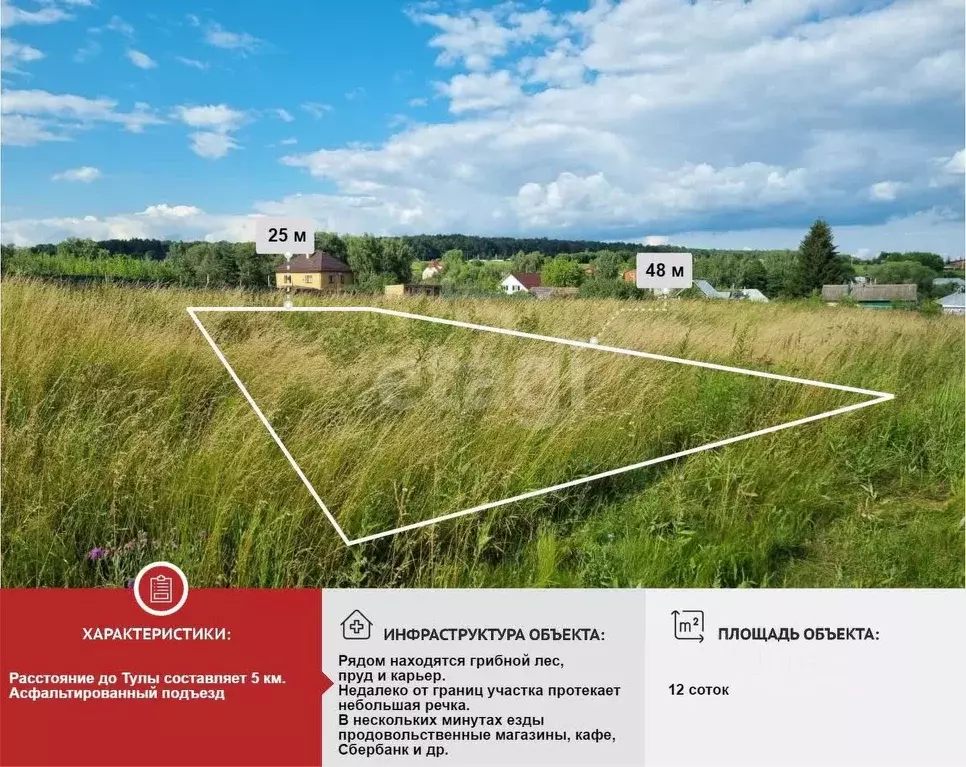 Участок в Тульская область, Тула городской округ, д. Демидовка  (12.0 ... - Фото 1