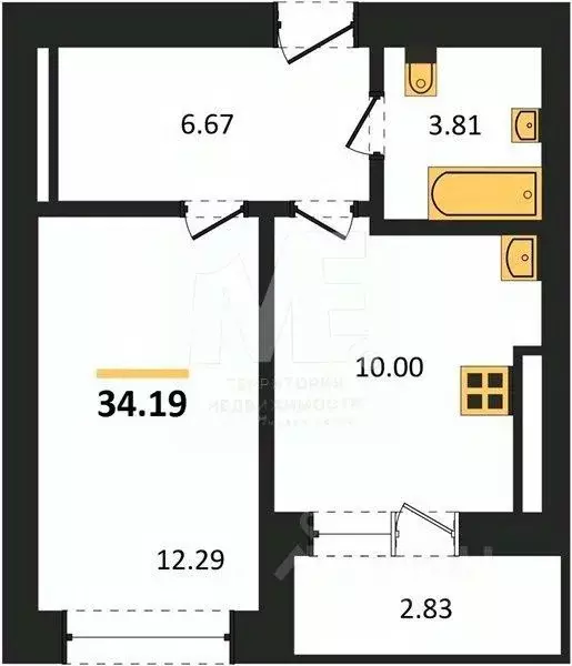 1-к кв. Калининградская область, Калининград ул. Согласия, 53Б (34.19 ... - Фото 0