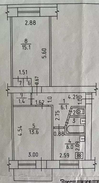 2-к. квартира, 46,2 м, 5/5 эт. - Фото 0