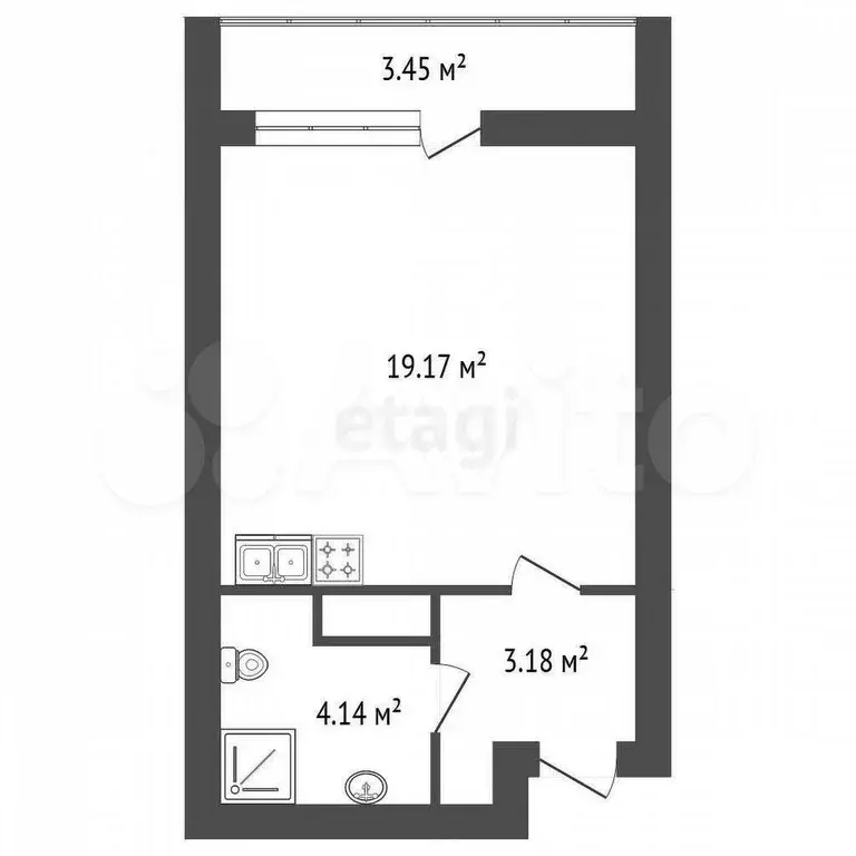 Квартира-студия, 26,7 м, 10/23 эт. - Фото 0