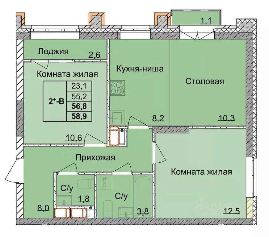 2-к кв. Нижегородская область, Нижний Новгород 1-я Оранжерейная ул. ... - Фото 0