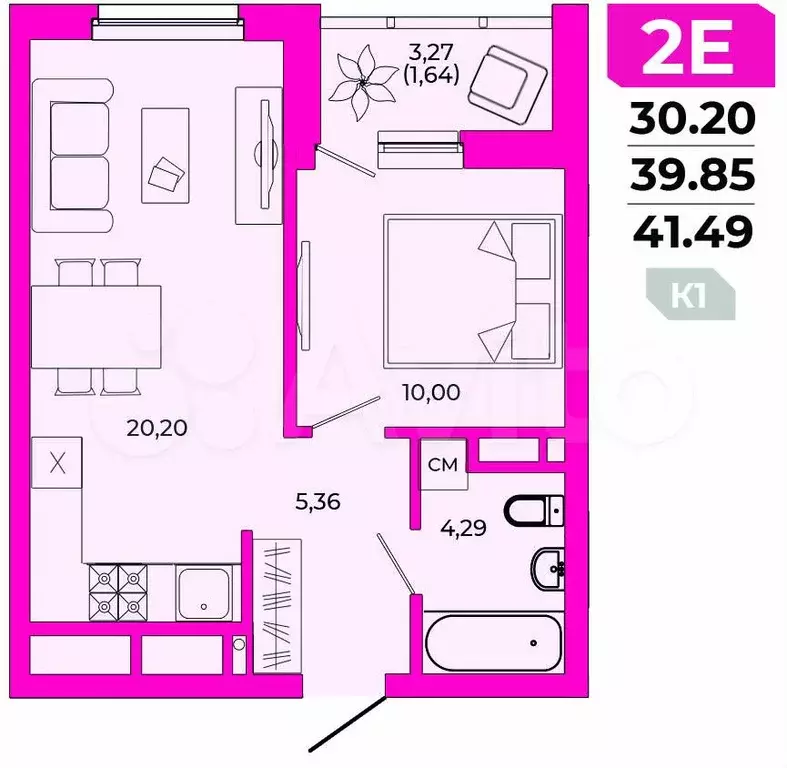 2-к. квартира, 41,5 м, 10/20 эт. - Фото 1