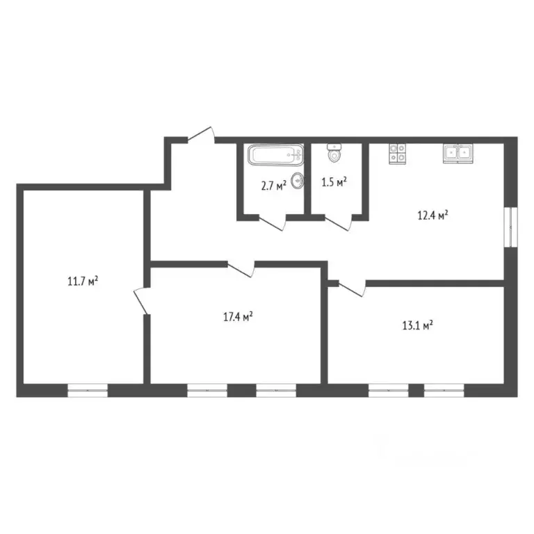 3-к кв. Тюменская область, Тюмень Новгородская ул., 3 (70.0 м) - Фото 2