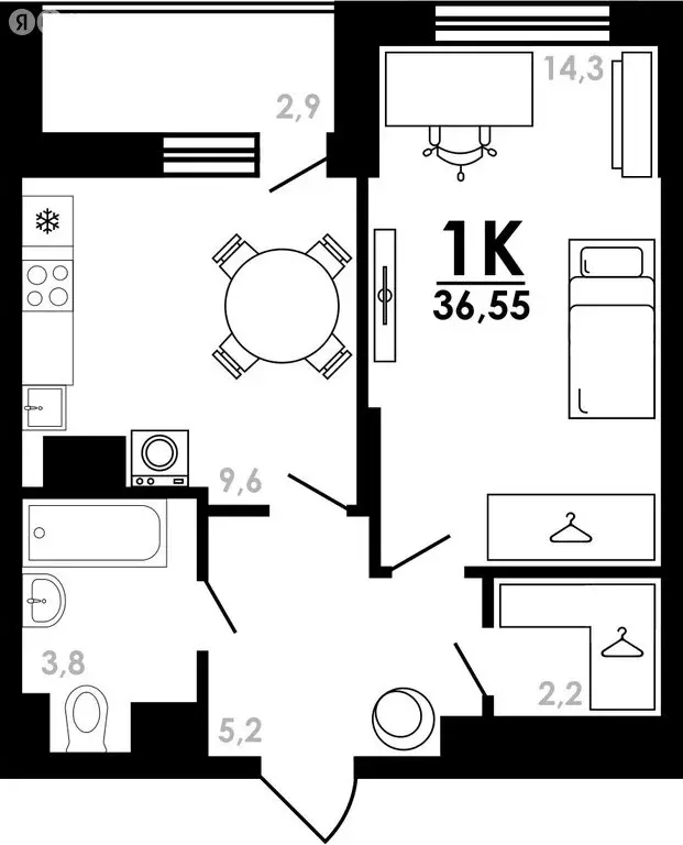 1-комнатная квартира: Нижний Новгород, Коломенская улица, 8к4 (36.55 ... - Фото 0