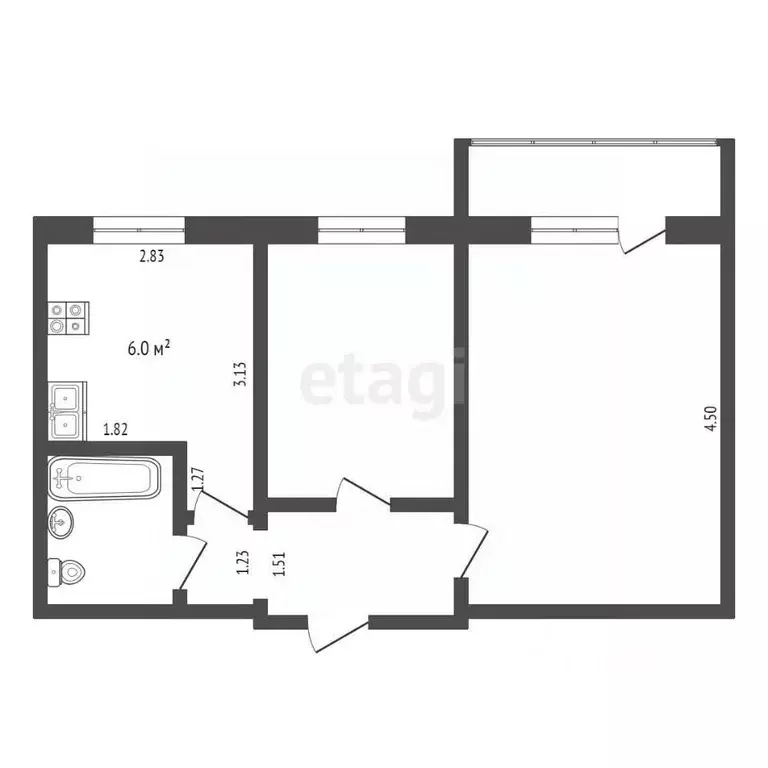 2-к кв. Тюменская область, Тюмень ул. Пермякова, 41 (38.1 м) - Фото 1